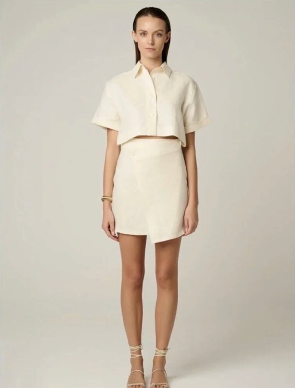 Hevron linen melanie cutout mini dress